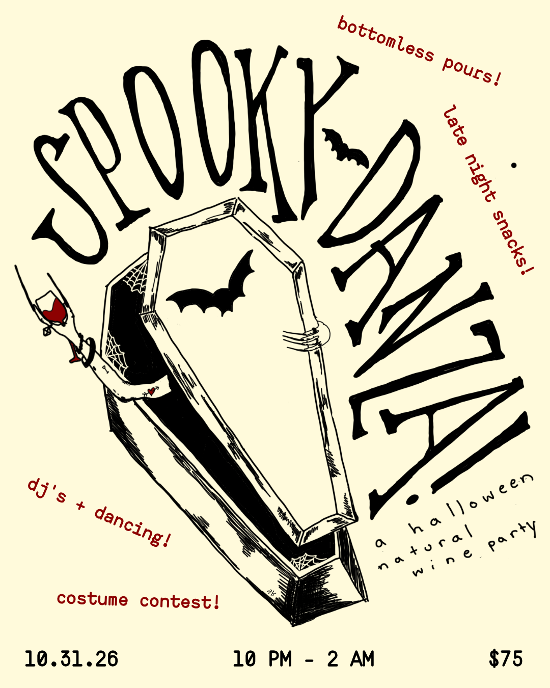 illustration for annual Spooky-Danza halloween party for Sonny's Pizza | September 2026 