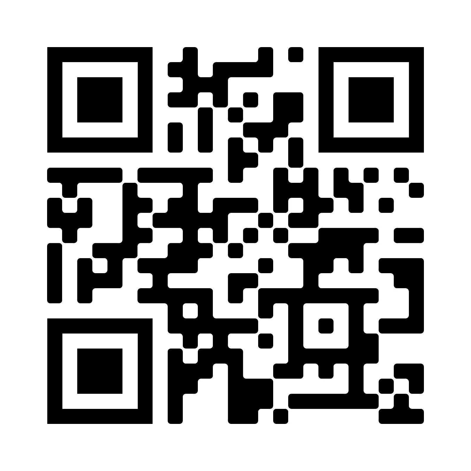 A black and white QR code with square patterns.