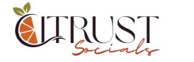 Logo with the word 'TRUST' and a stylized orange fish.