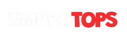 SMAKA TOPS logo with white and red text on a black background