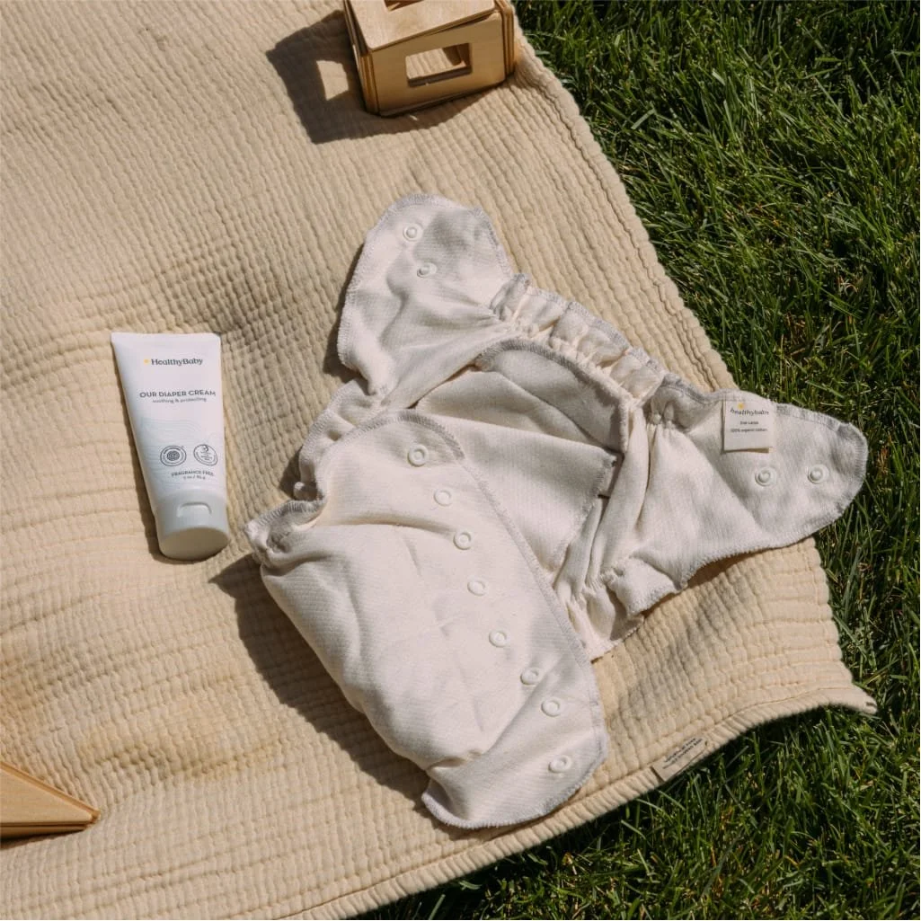 Cloth diaper on blanket