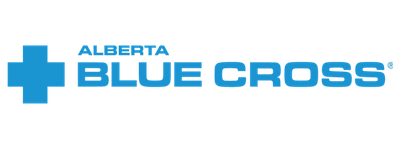 Alberta Blue Cross logo with blue cross symbol and text in blue