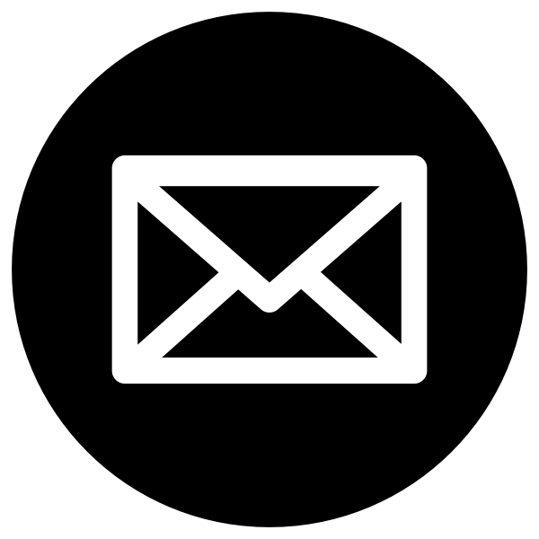 Ícone de envelope branco em fundo preto, representando uma mensagem ou email