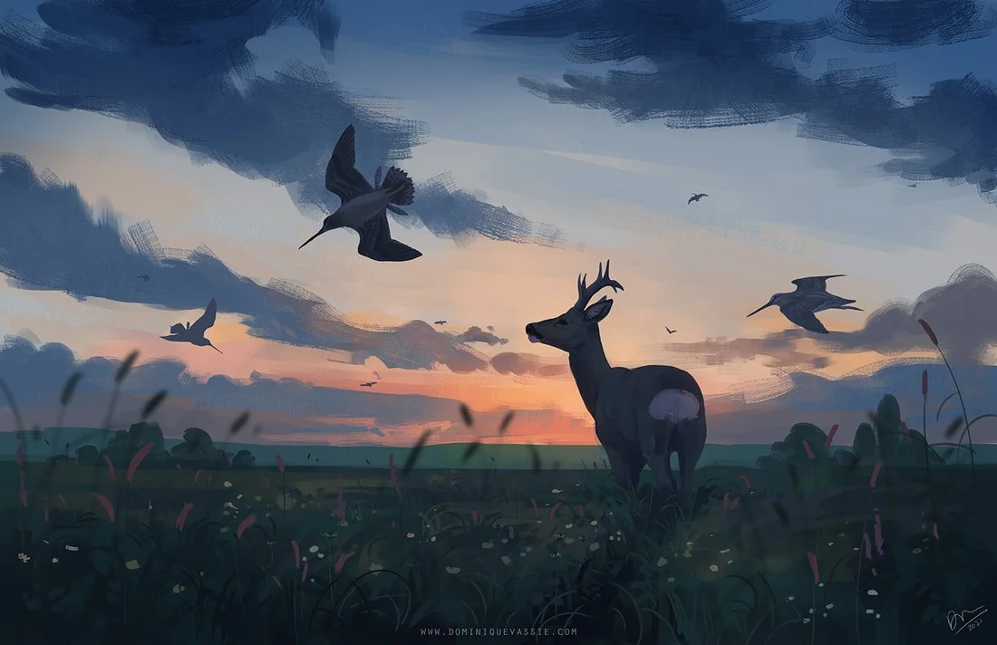 Personal work - floodmeadow before dawn, digital, 2022.