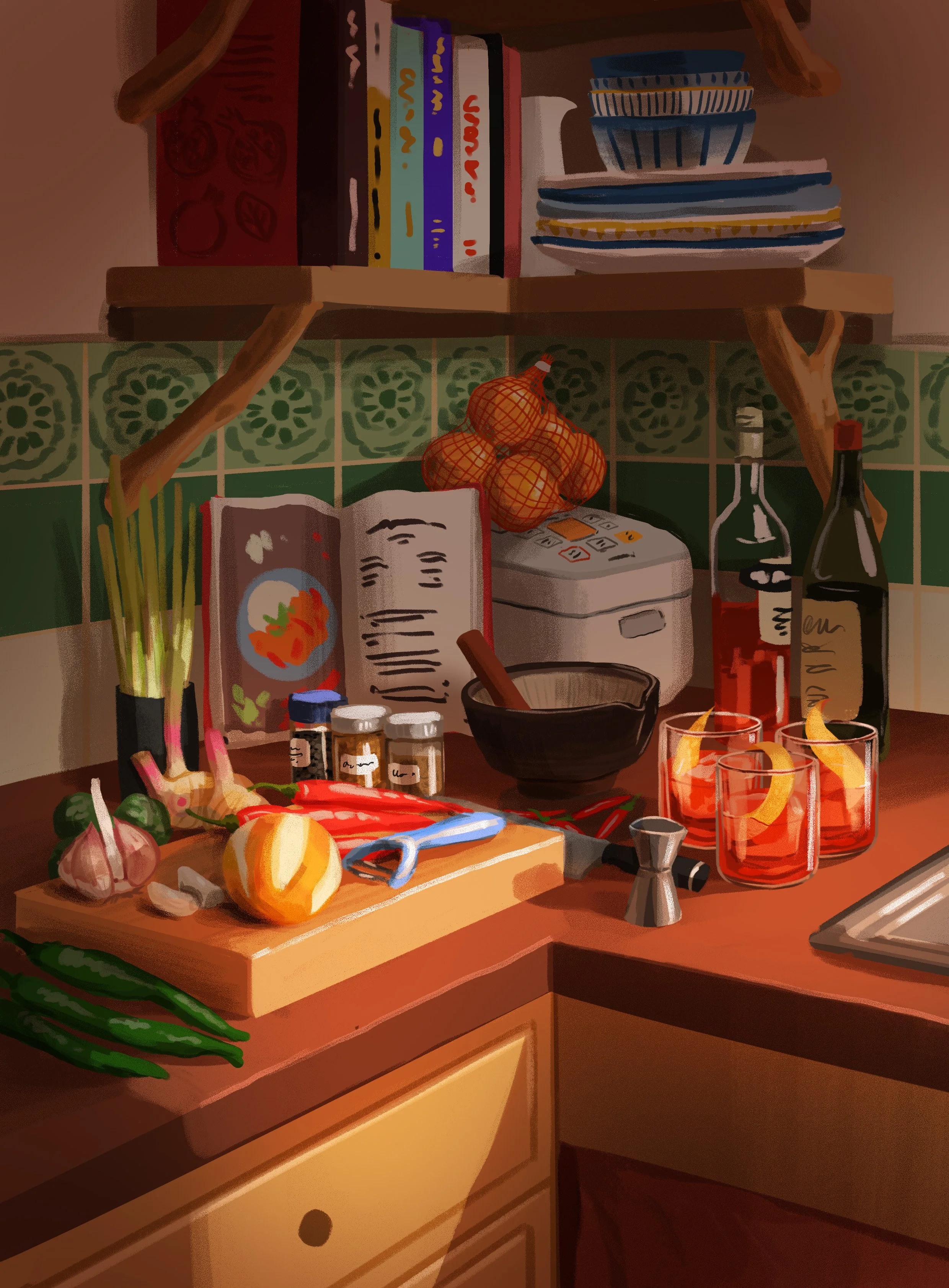 Quillsilver Studio - Tiny Homes board game card illustration, digital, 2024