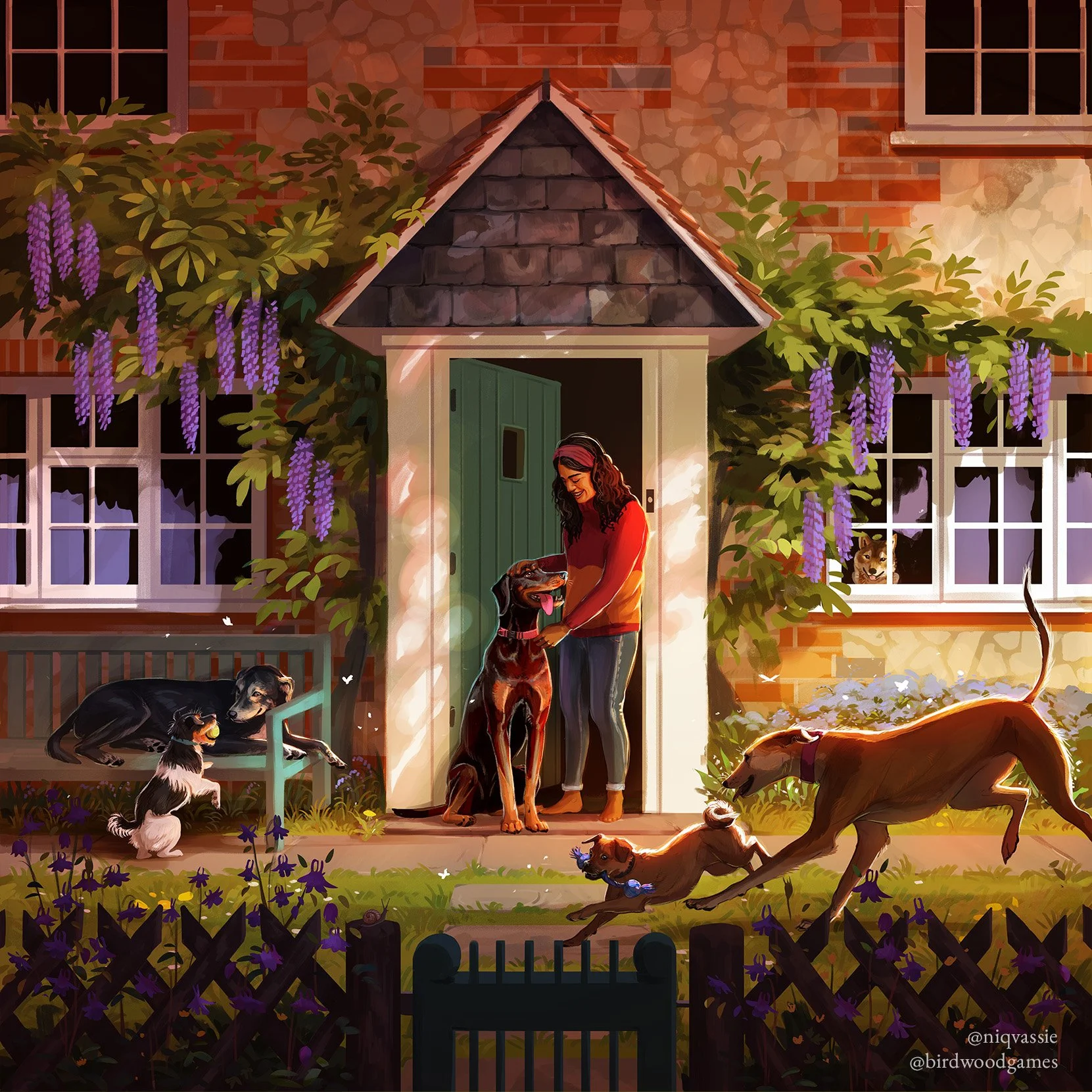 Birdwood Games - Forever Home box cover illustration, digital, 2022.