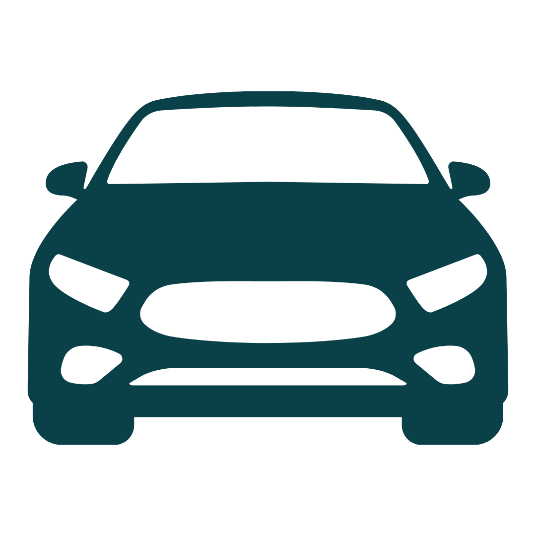 Icon of a modern car facing forward.