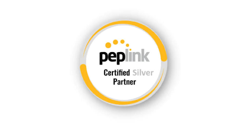 Peplink logo with the words 'Certified Silver Partner' inside a circular badge.