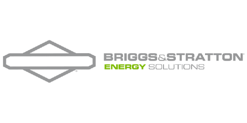 Briggs & Stratton Energy Solutions logo with a stylized gear symbol and company name in gray and green text.