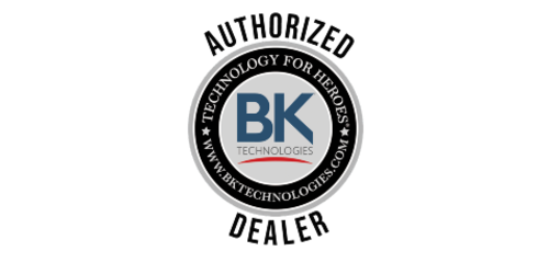 Authorized dealer badge for BK Technologies with a circular logo and text.