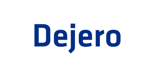 Dejero logo in blue text on a white background