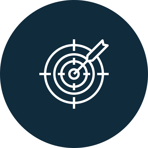 Icon of a target with an arrow hitting the bullseye, symbolizing aiming or precision.