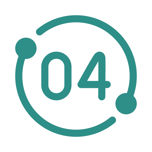 Number 04 inside a circular design with two dots on either side.
