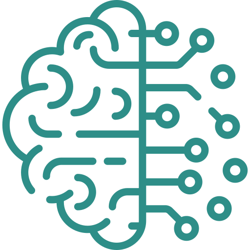 Stylized illustration of a brain combined with a circuit board, symbolizing artificial intelligence or machine learning.