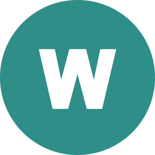 A teal circle with a white capital letter W in the center.