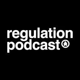 Black background with white text saying "regulation podcast" and a small clock icon.