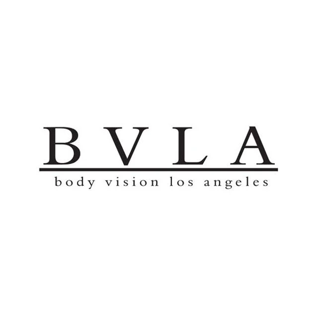 Logo for BVLA, Body Vision Los Angeles, in black text on white background.