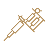 An illustration of a syringe and a cross, possibly representing medical or health-related symbols.