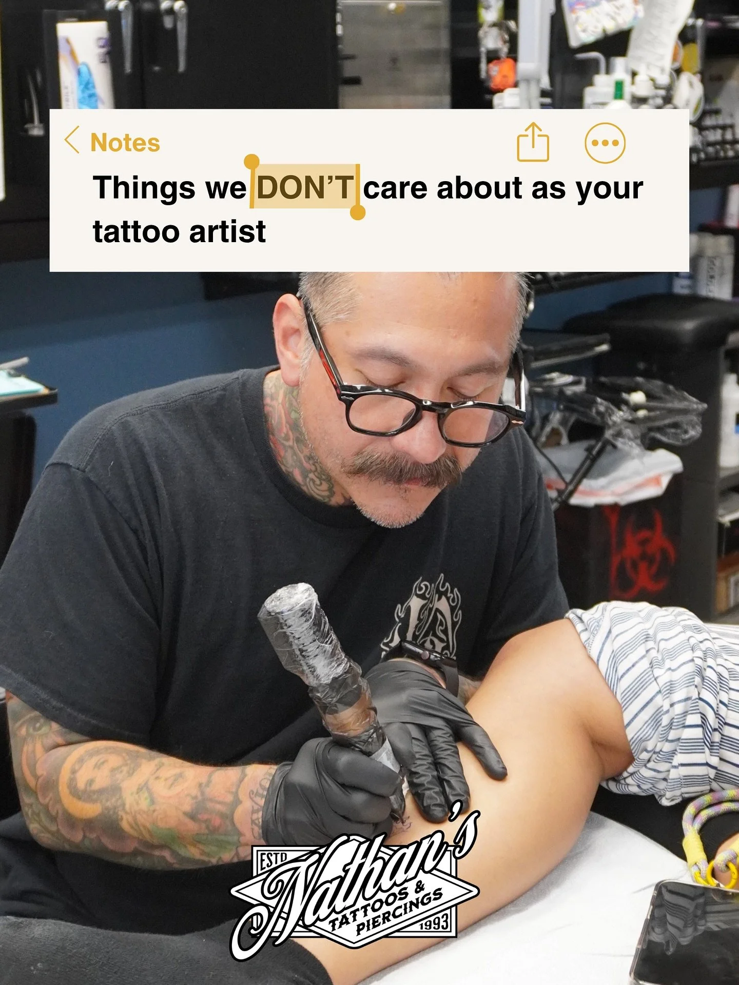 We know getting a tattoo can come with some worries so hopefully this eases some of them🤙🪡 

Looking to get tattooed? We are open every day 10 am - 9 pm &amp; take both walk-ins and appointments!

#tattoos #tattoosofig #tattooshop #tattooartists