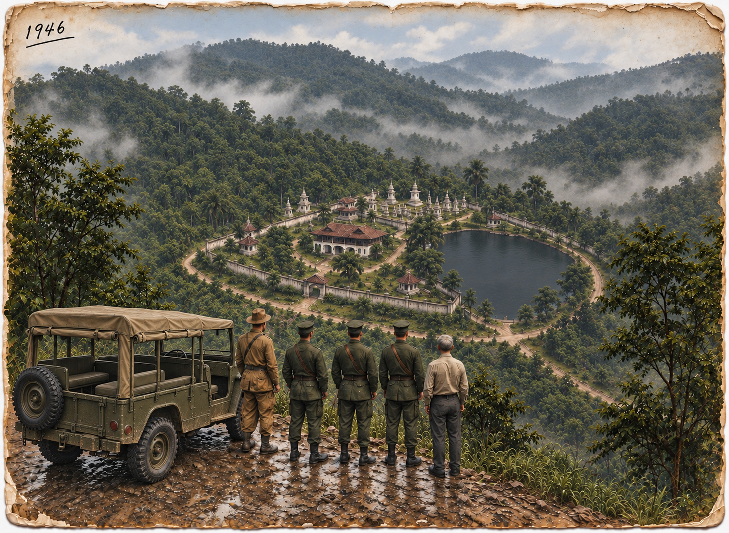 Mae On District, 1946 — The road descends towards a valley absent from official maps.