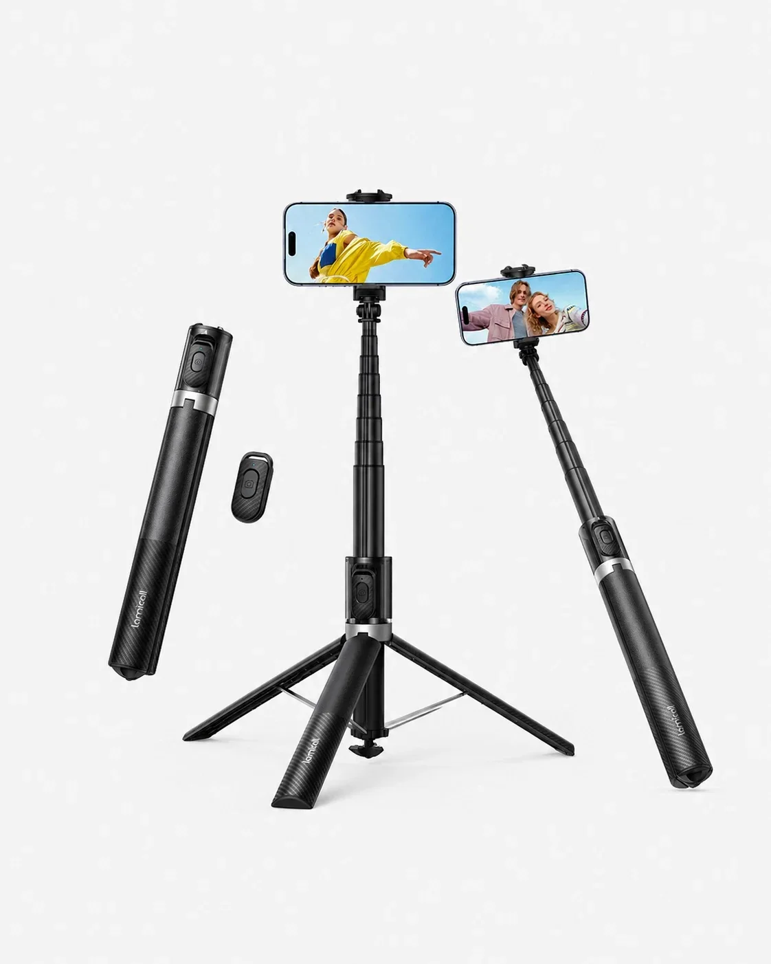Lamicall 65" Phone Tripod & Selfie Stick Tripod with Remote Tap-to-Open