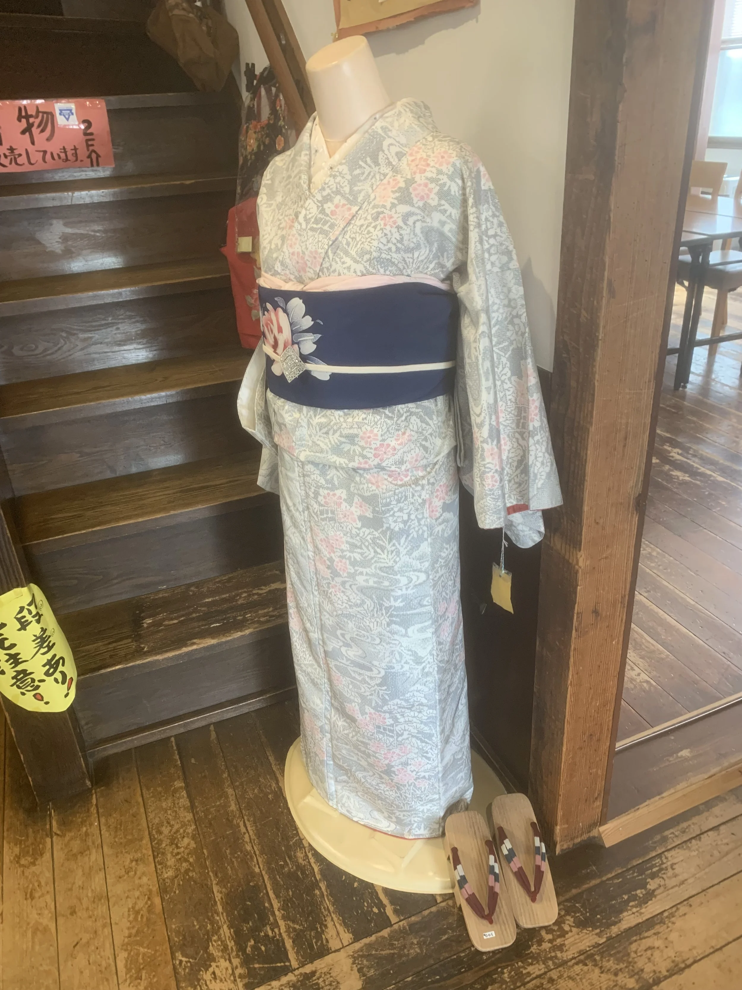 The interior of the YWCA building in Hakodate, built in the early 20th century and with a unique collection of kimono available to buy inexpensively. 