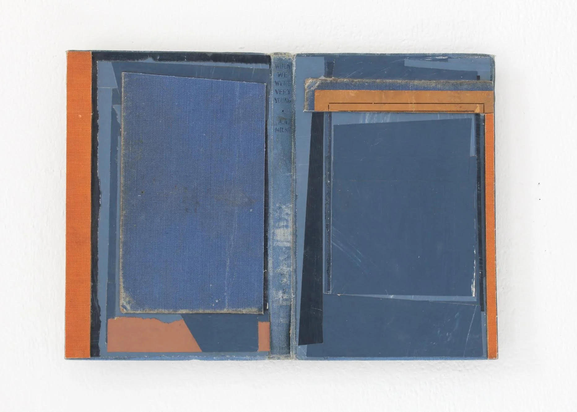 When we were very young, painted paper and collage on book cover, 26.5 x 19 cm