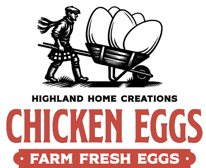 The Quirky Farm Shop logo with freshly laid eggs from our Chickens.