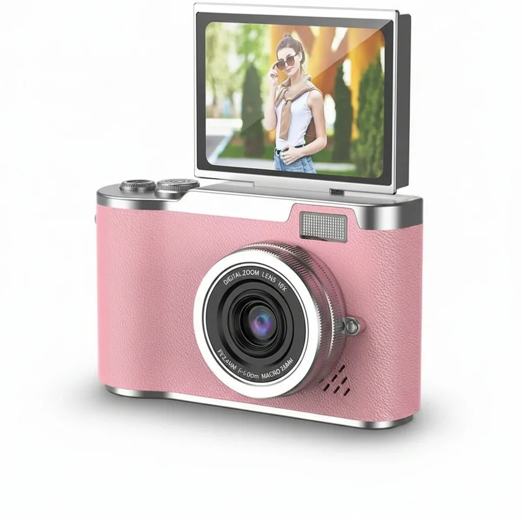 Compact Digital Camera Rechargeable Battery Flip Screen
