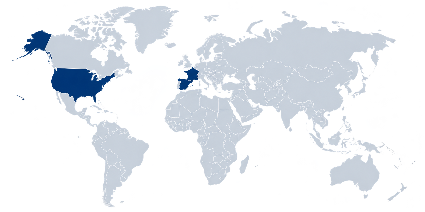Mapa del mundo con áreas en diferentes tonos de azul y negro, indicando diferentes niveles de datos o actividad en esas regiones.