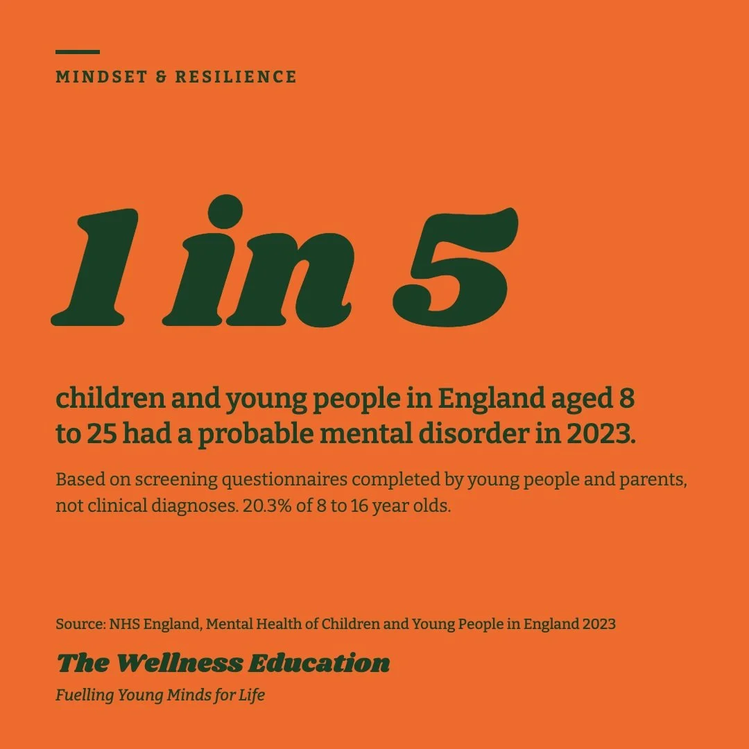 1 in 5 children and young people in England aged 8 years old to 25 years old had a probable mental health disorder in 2023. These figures come from screening questionnaires, not clinical diagnoses, but they show why early, practical support matters.

