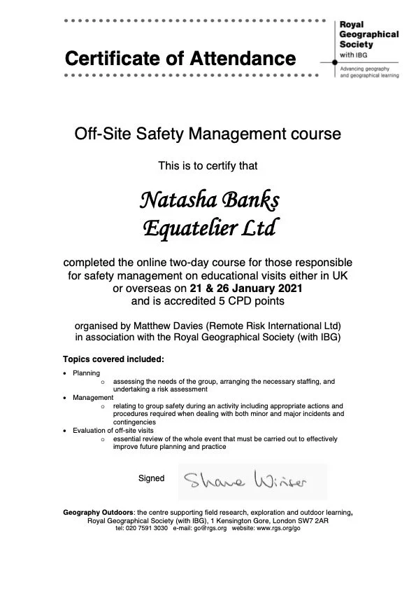 Off-site safety management qualification