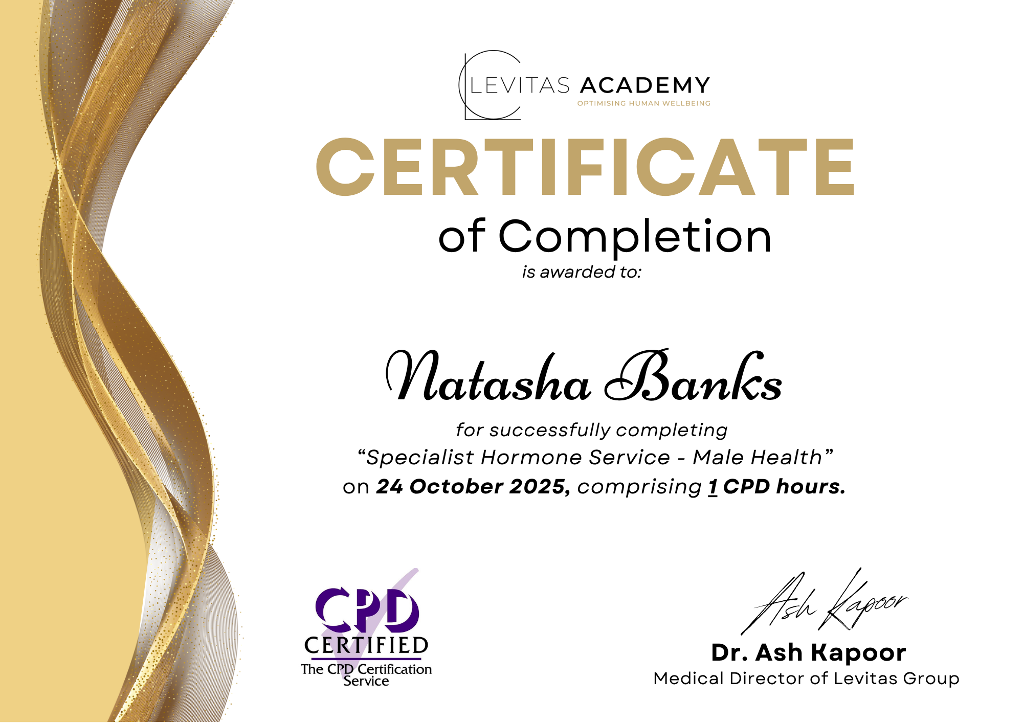 Male Hormone Specialist Qualification