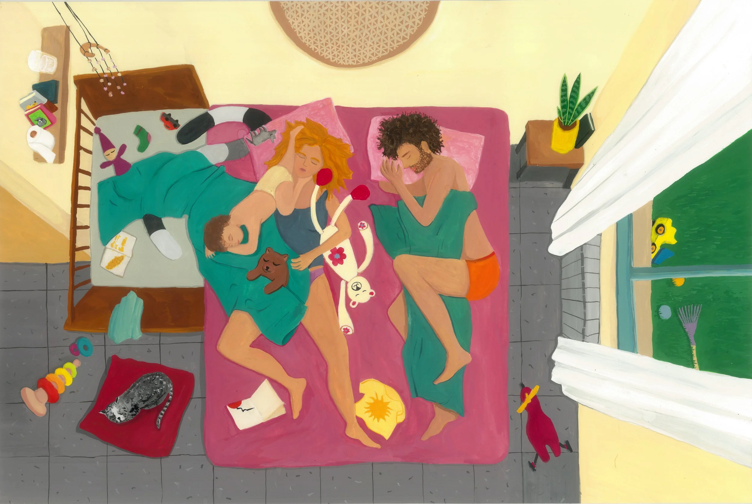 Family bed
Gouache on Paper