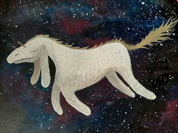 Falcor
oil on wood