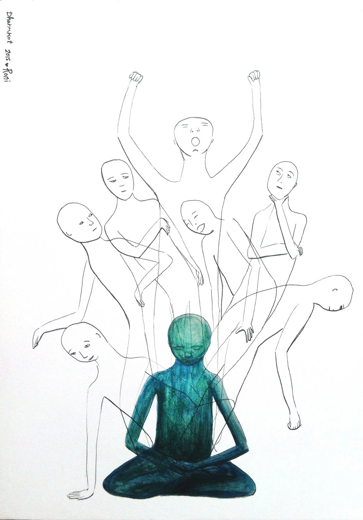 Meditation
Acrylic & pen on paper
21 × 29.7 cm