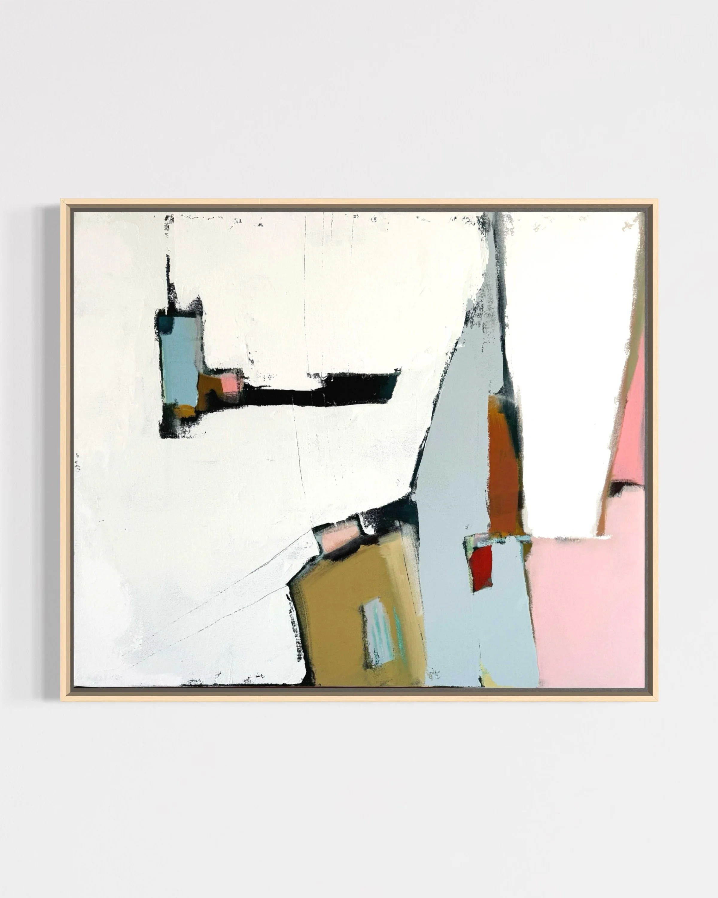 Holding the Moment, 24 × 30 abstract painting by Karyn Denten featuring layered color, expressive marks, open areas, and textured details.