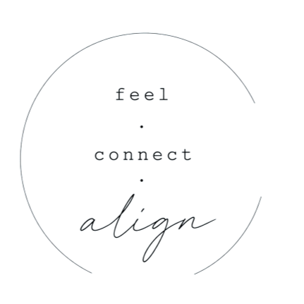 Kreisförmiges Design mit den Worten 'feel', 'connect', 'align' in verschiedenen Schriftarten.