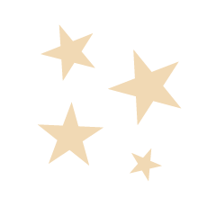 Five beige stars of varying sizes against a black background.