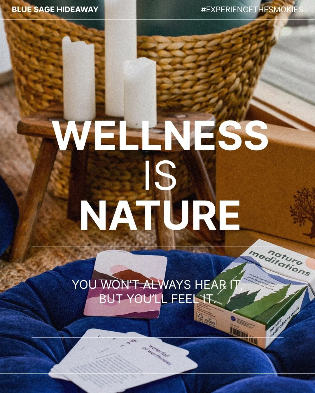 You won't always hear it &mdash; but you'll feel it. 🕯️ Candles, stillness, nature meditations, and mountain air that actually clears your head. Sometimes the reset you need isn't a spa. It's just the right cabin. Book Blue Sage Hideaway direct &amp