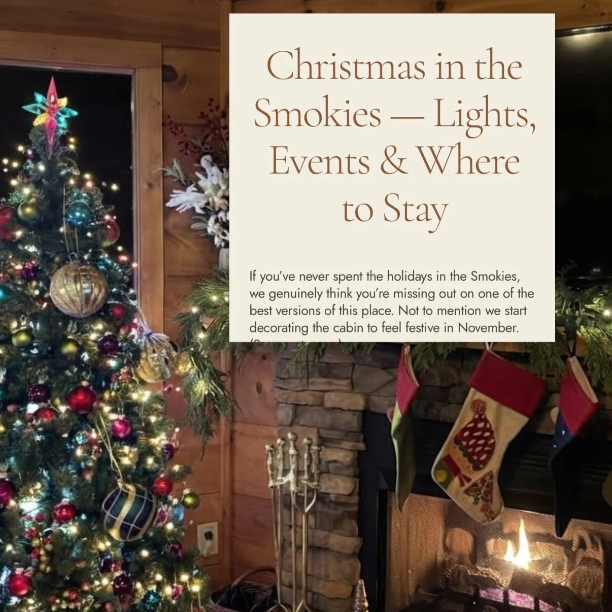 Is it too early to plan Christmas in the Smokies? Not if you want the good dates. 🗓️✨The Smokies at Christmas are something else.

Miles of Winterfest lights, Dollywood's Christmas, and a fire crackling back at the cabin.
Our full holiday guide is u