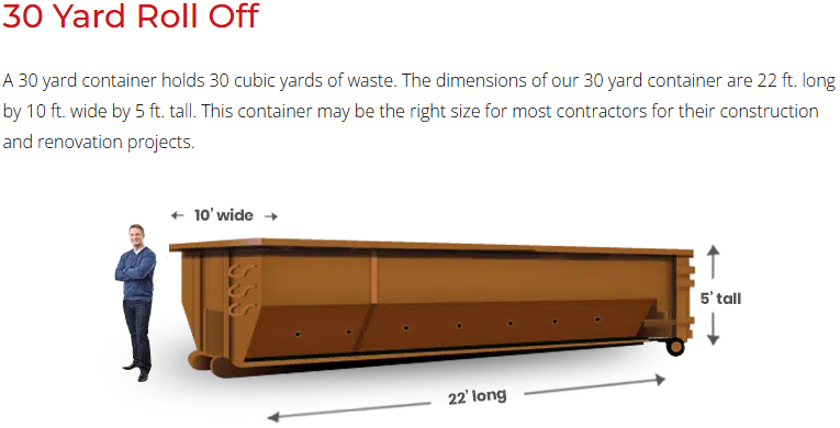30-yard CIDS roll-off container for commercial construction and demolition projects