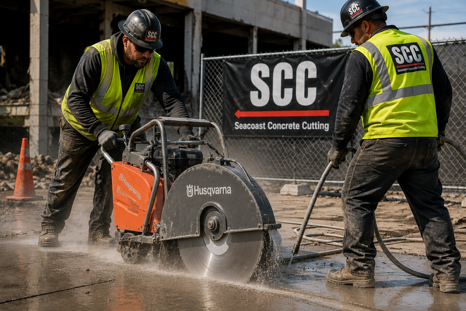 Seacoast Concrete Cutting crew performing professional concrete cutting