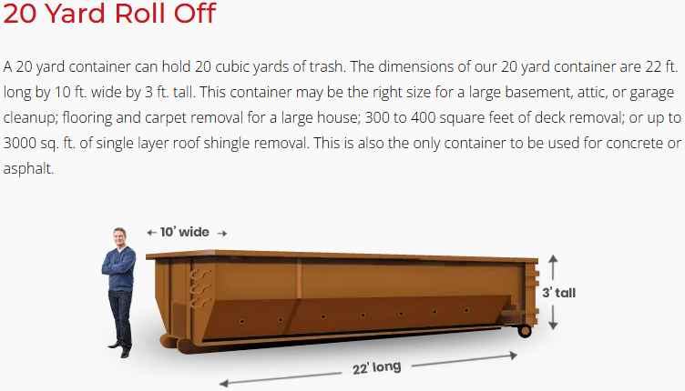 20-yard CIDS roll-off dumpster for construction and demolition debris