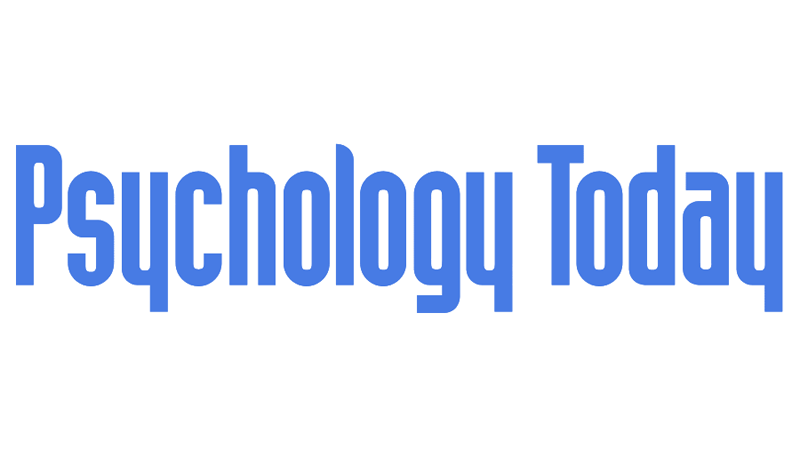 The words 'Psychology Today' in large blue font on a white background.