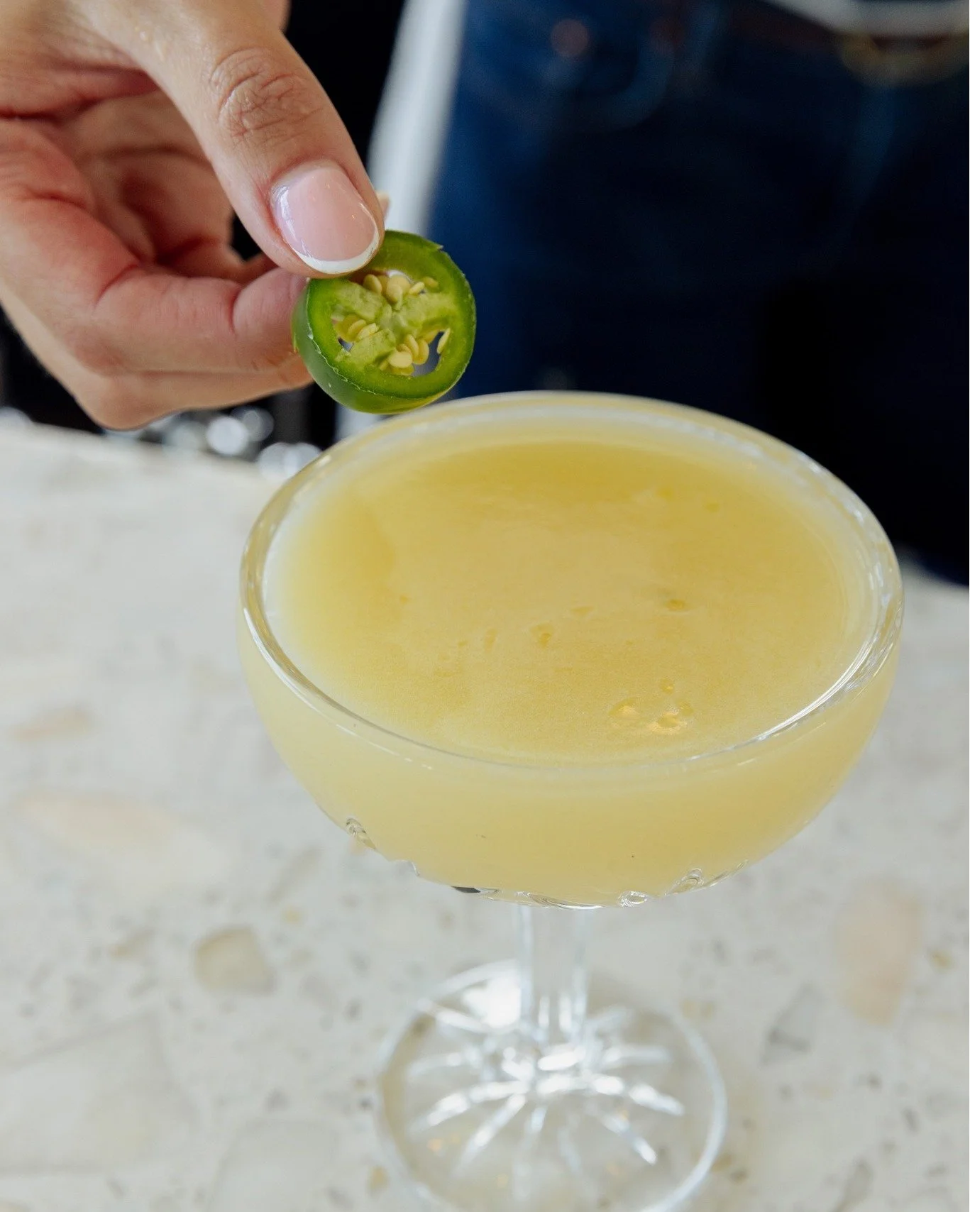 She spicy. 🔥🔥🔥 No, actually, she (the cocktail) really is kind of spicy. Highly recommend. 

💃 Spice Girl: Liberty &amp; Plenty Slate Belt Citrus Vodka, Domaine de Canton, Lime, Orgeat, Mango Jalape&ntilde;o Syrup