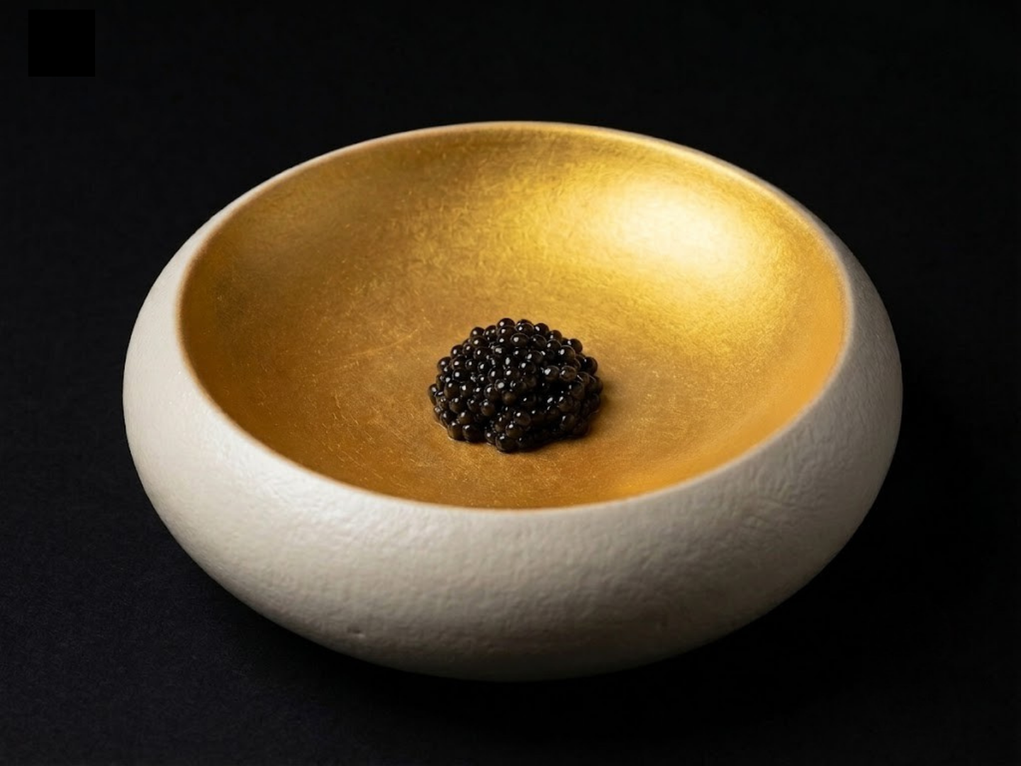 Reserve Haute roaming caviar model elegantly presenting rare selections to guests at a luxury corporate gala.