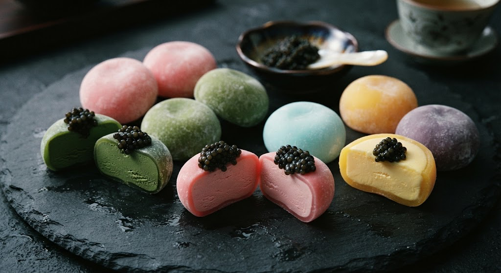 Bespoke luxury mochi dessert display custom curated for a high-profile corporate gala activation.
