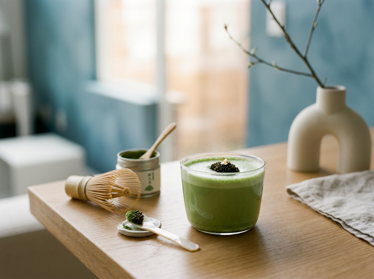 Reserve Haute premium matcha cart setup featuring organic ceremonial grade selections for high-profile events.