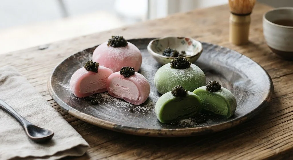 Gourmet house-made ice cream and premium sweet pairings presented on elegant luxury tableware.